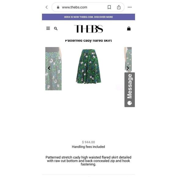 BALENCIAGA Green Hight Waist Floral Print Pleated Knee Length Skirt Size… - Picture 11 of 11